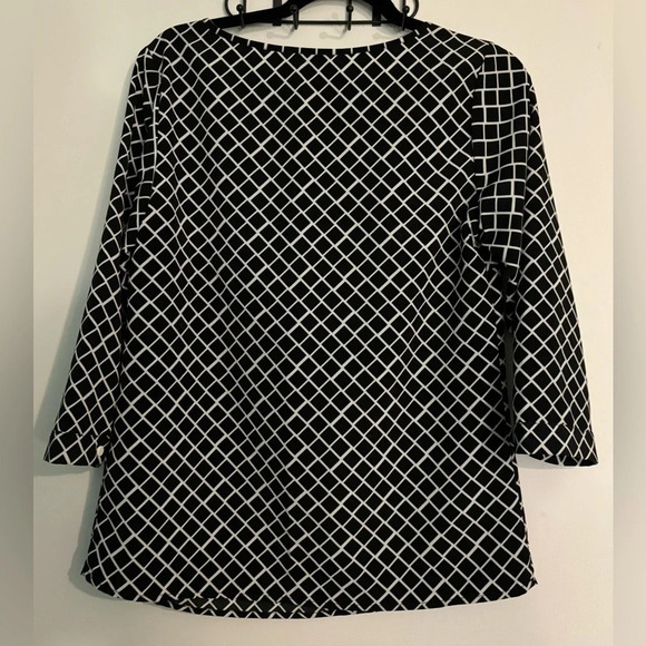 The Limited Womens Black White Tunic Style 3/4 Sleeve Check Pattern Sz Small Top - Picture 2 of 10